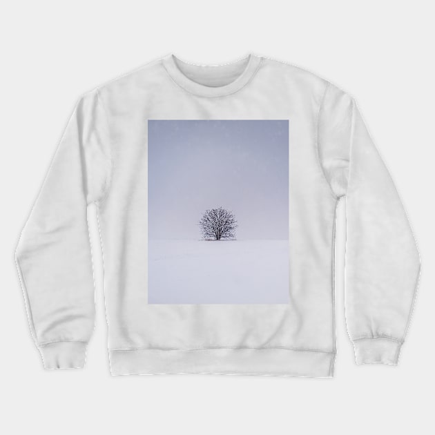 snowy lone tree Crewneck Sweatshirt by psychoshadow